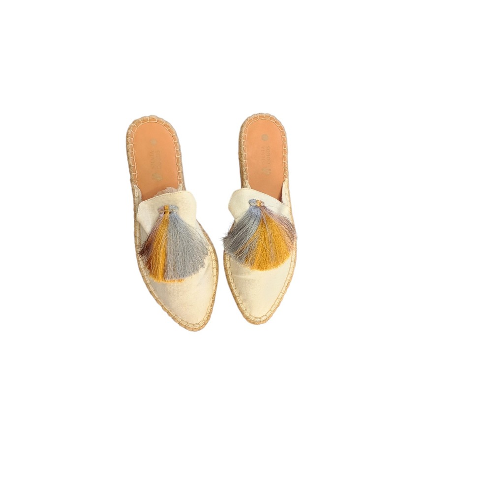 Silvia Cobos Espadrille Mules Womens 11 Cream Tassel Excellent